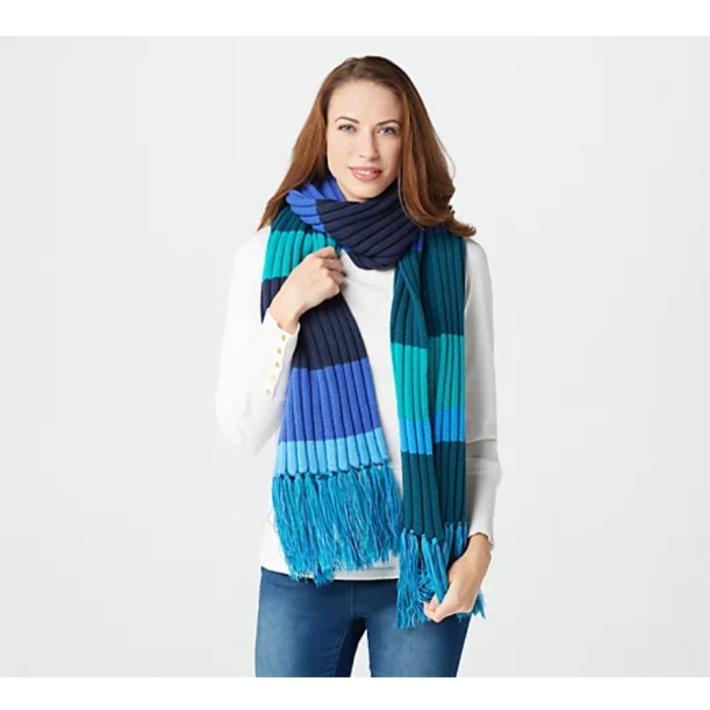 Isaac Mizrahi Live! Color-Block Stripe Knit Scarf